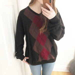 Burberry Argyle Preppy 100% Merino Wool Sweater